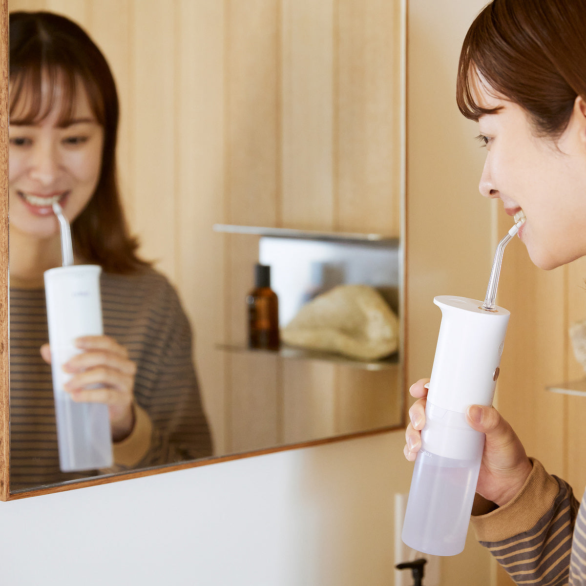 磨き残し、“水ようじ”でジェット洗浄
